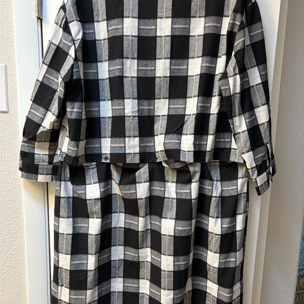 TOV Black and White Plaid Shirt Dress - Picture 3 of 6